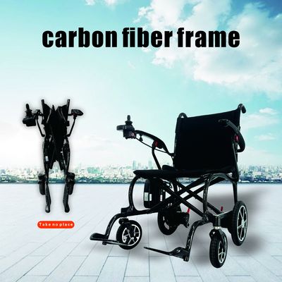 13 kg Cadeira de rodas elétrica de fibra de carbono dobrável leve com rodas de liga de magnésio