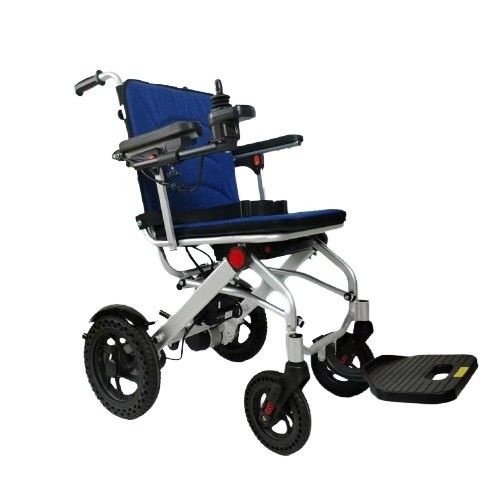 Cadeira de rodas de transporte de alumínio dobrável com velocidade de 6 km/h e motor sem escovas DC24V150W*2